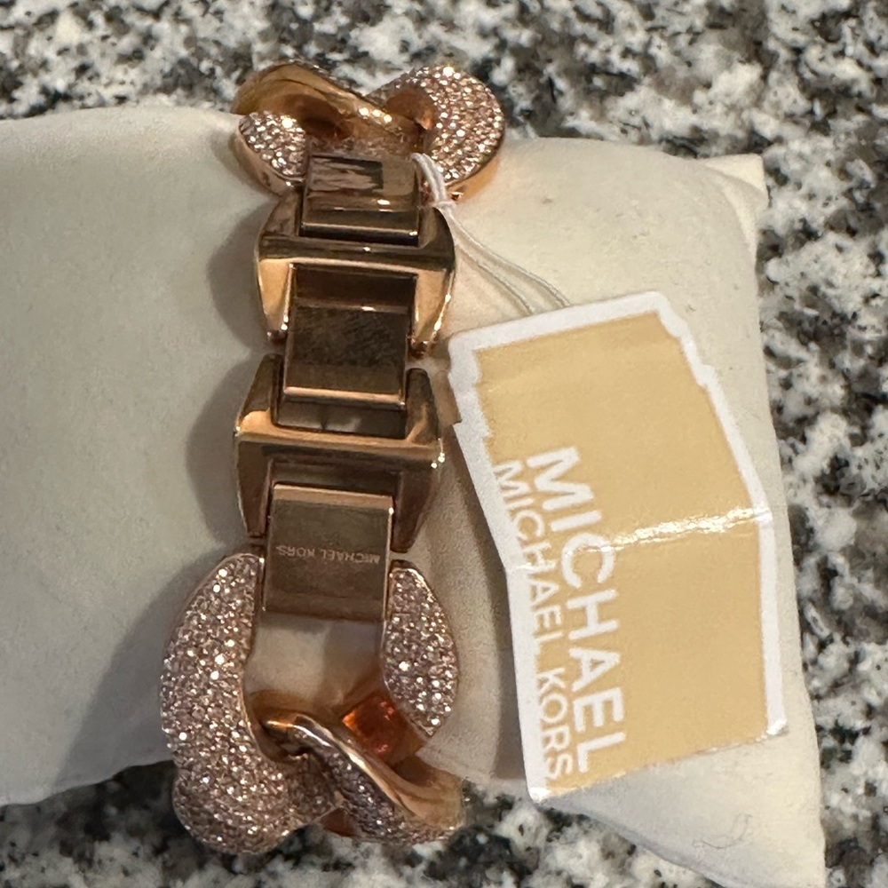 Michael Kors Gold Chain-Link Bracelet with Crystal Accents